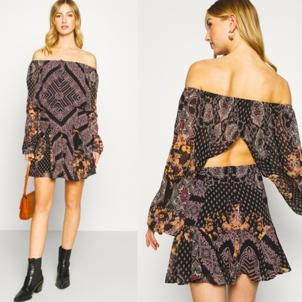 Free People Seven Wonders Floral Mini Dress MEDIUM
